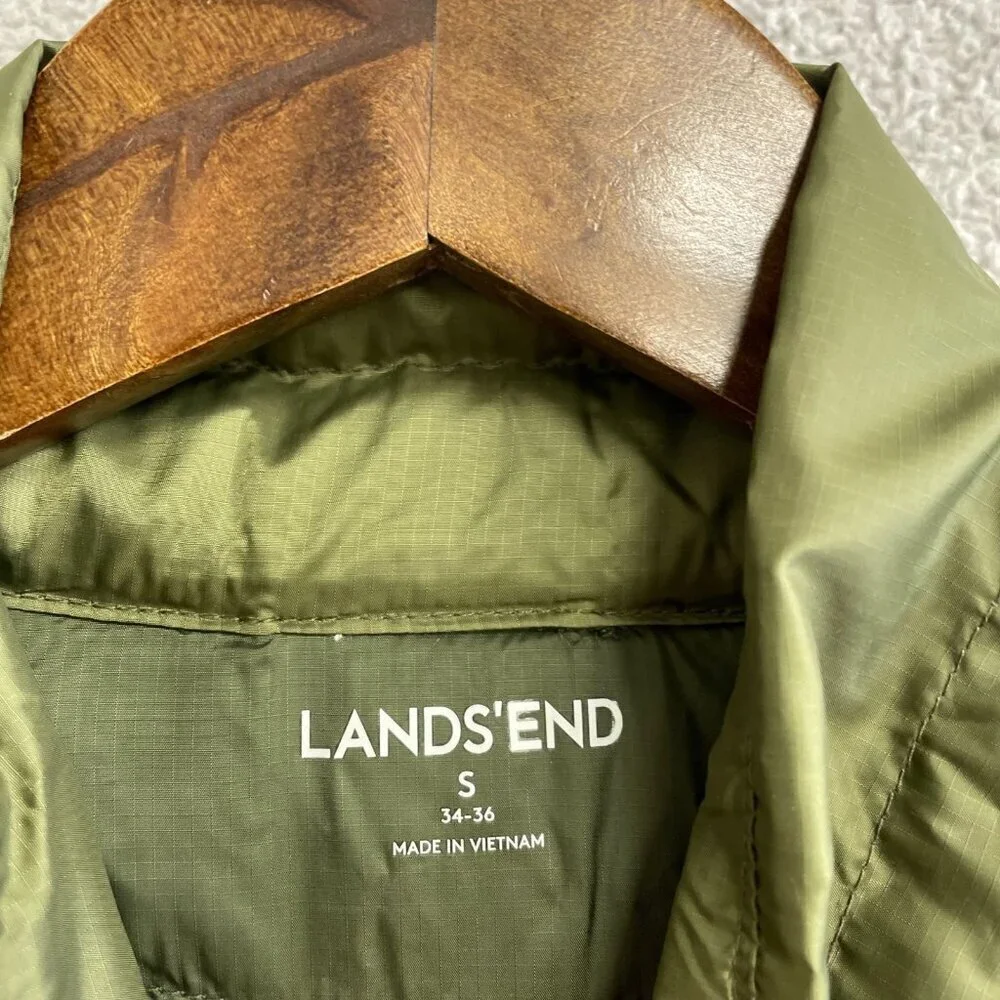 NEW Lands' End Men's S 800 Packable Down Jacket Smokey Olive Lightweight Puffer